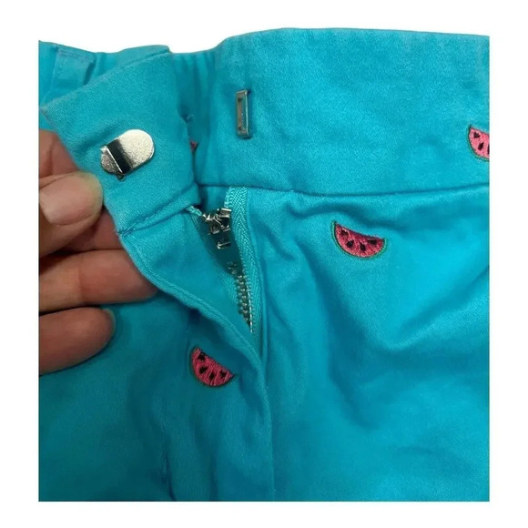 Cambridge Dry Goods Women's 2 Chino Shorts Blue Embroidered Watermelon Design - Picture 5 of 8